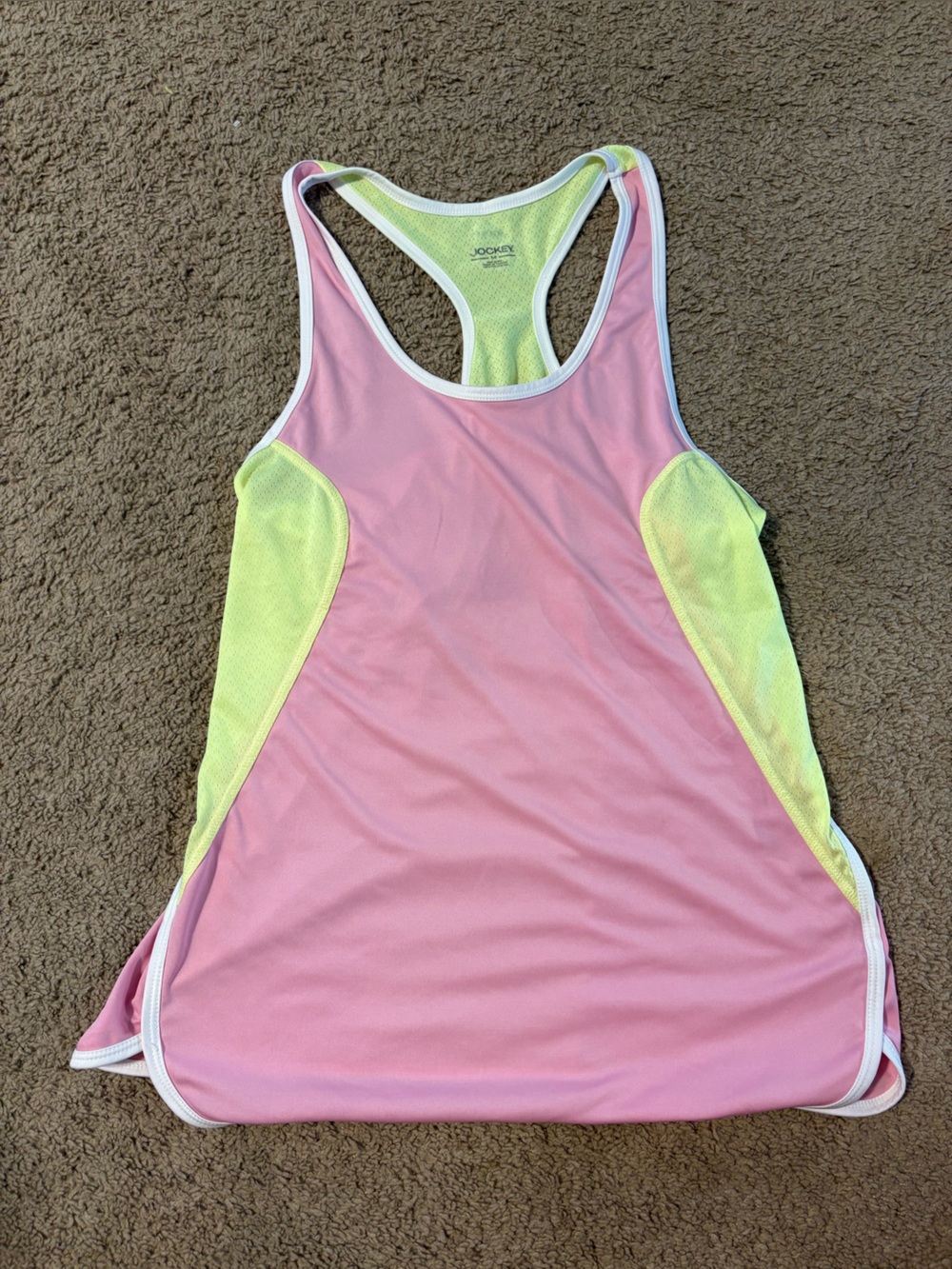 Jockey Pink and Neon Yellow Athletic Tank Top